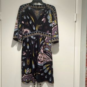 BCBG Max Azria Medium dress. Navy background with lavender and purple